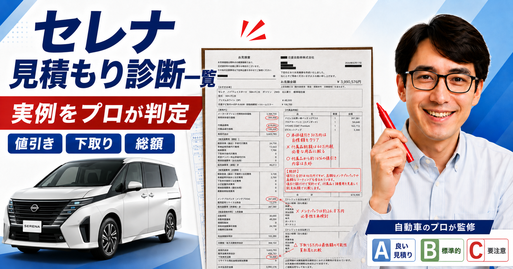 セレナの見積もり赤ペン診断一覧